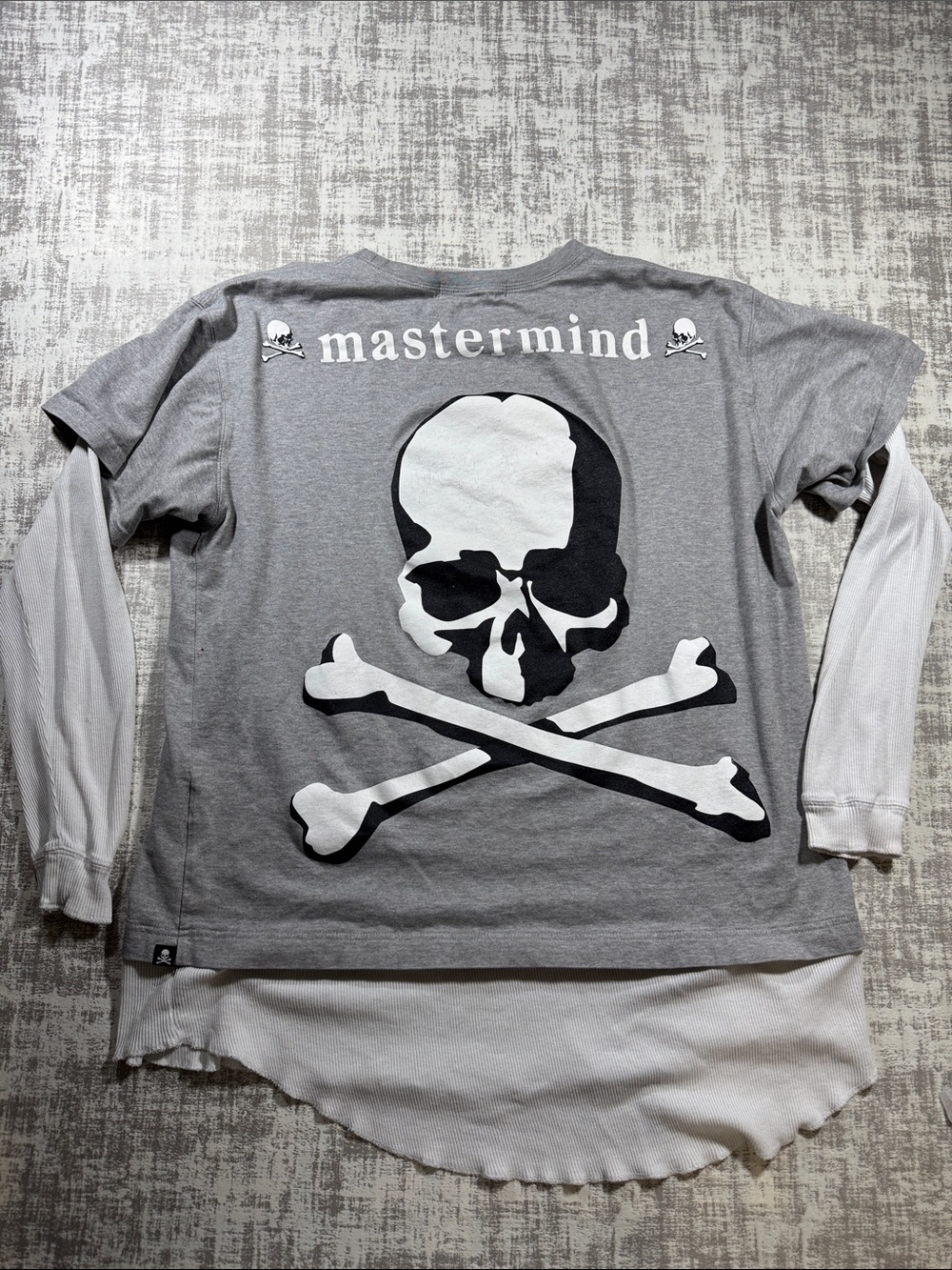 Mastermind Japan Gray Short-Sleeve Over White Layered Long Sleeve Tee